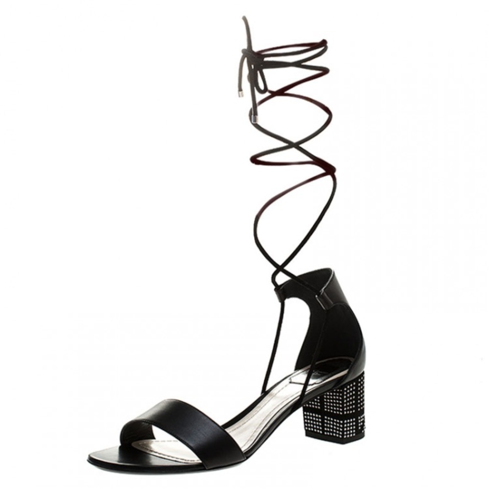CHRISTIAN DIOR Rainbow Stellar Block Heel Lace-up Open-Toe Sandals